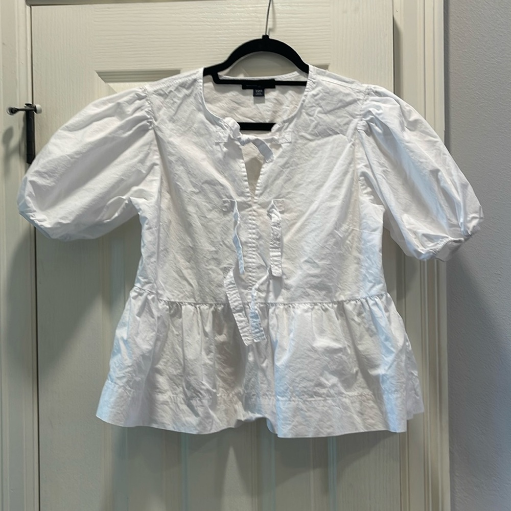 Nautica size small Women's Cotton Bow-Front Peplum Top